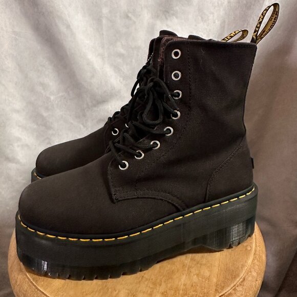 Dr. Martens Shoes - Dr Martens X Girl  Xgirl Jadon Max Platform Ankle Boots Black Canvas 10 Zip